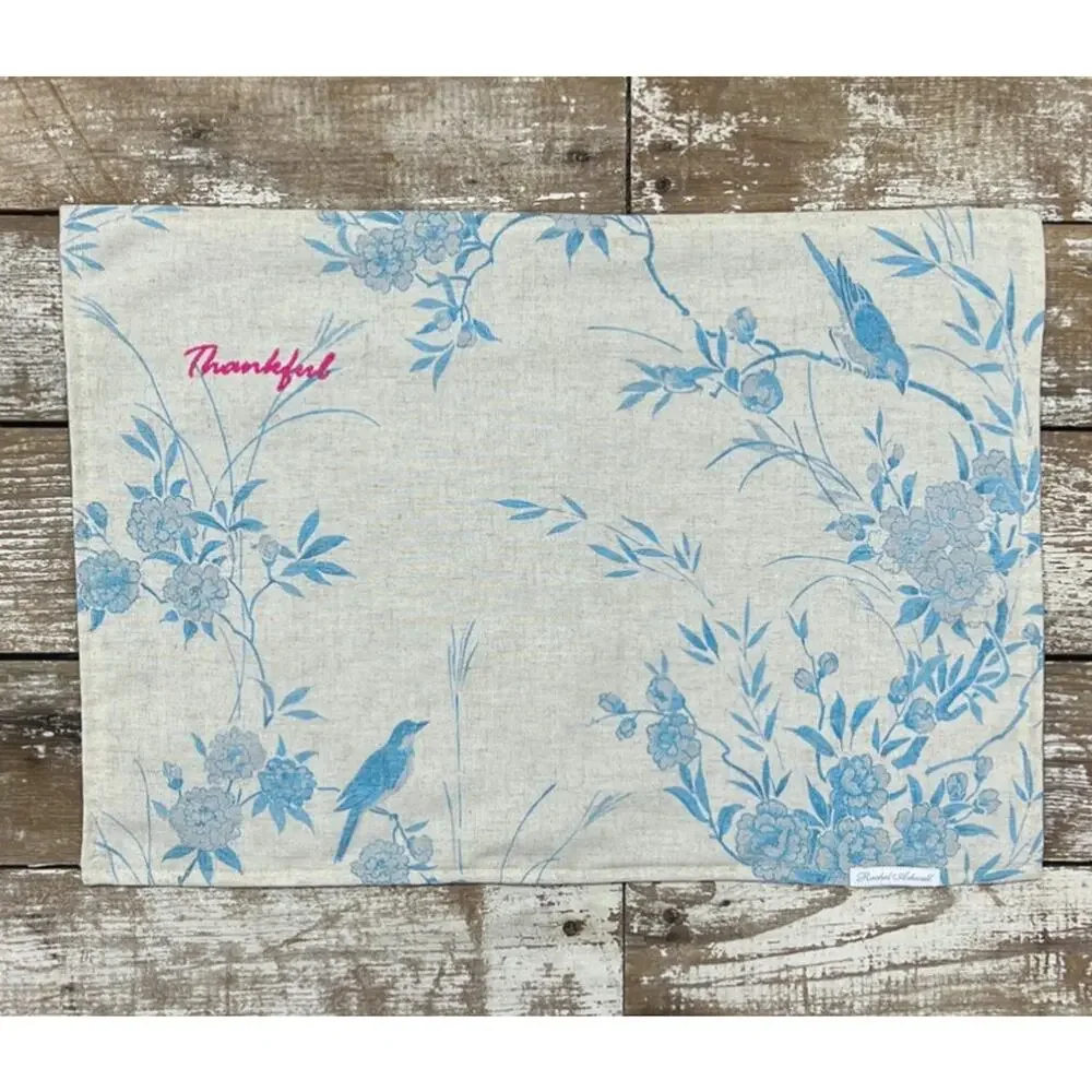 Rachel Ashwell Shabby Chic Blue Bird Chinoiserie Linen For Sewing & Wallpaper